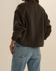 Cropped Signature Sweatshirt Espresso Sea Blue back