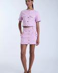 Flora Denim Shirt and Flora Denim Skirt full body front