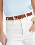 The Suede Jordan Belt on waist