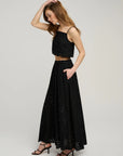 The Pretty Please Skirt full body side view with matching top on model