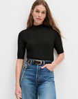 The Suede Statement Belt Black worn with jeans