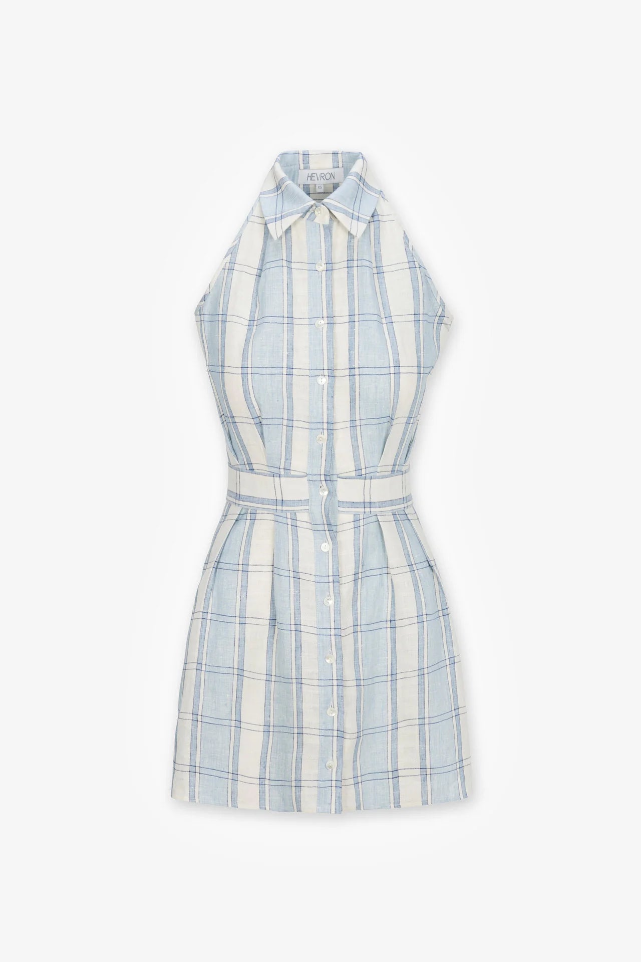 HEVRON | Women's Domino Mini Dress | Blue Plaid