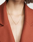 Mallory Lariat Necklace with rust blazer
