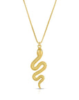 gold snake charm on a gold necklace chain