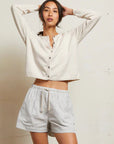 Perfect White Tee Riley Woven Stripe Short front