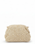 Kaia Studded Woven Clutch front view