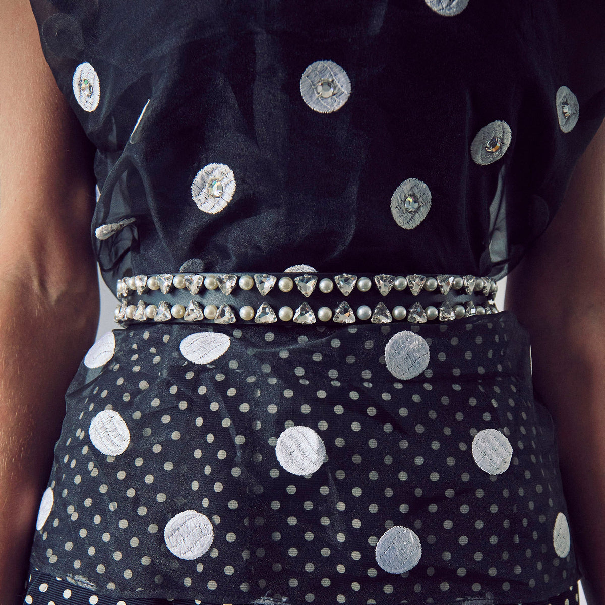 Geo Crystal Pearl Leather Belt – Penelope T display picture 1