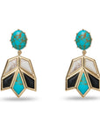 ONYX TURQUOISE STONE LOTUS EARRINGS on a white background