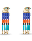 multi color earrings on a white background
