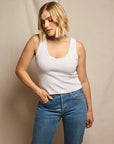 Maria V Neck Tank White front, size L