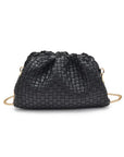 Tate Woven Frame Clutch in Black