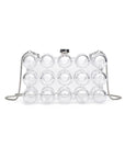 Clear handbag with bubble design on a white background