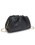Tate Woven Frame Clutch in Black