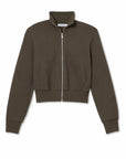 olive zip-up sweatshirt on a white background