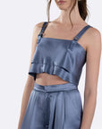 Astrid Crop in Steel Blue close up