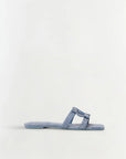 Monogram Denim Leather Flat Slide side view
