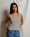 Vicky Stripe Tank front view on model