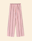 Pink striped pants on a beige background front view