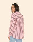 Xirena striped button up shirt on model back view