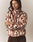 Ridge Pullover in Ivory Ikat front view on model with her arms crossed
