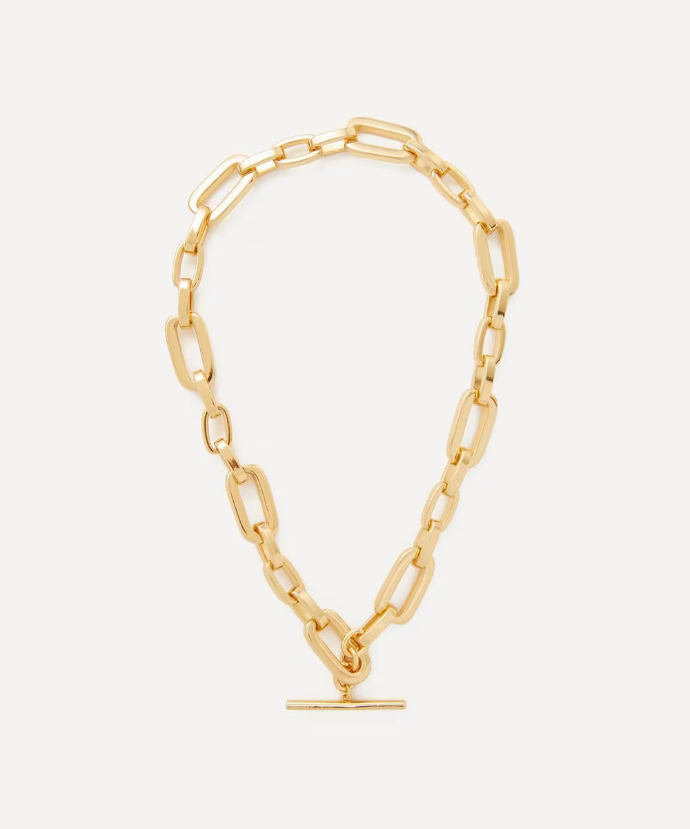 large rectangle link necklace on a white background