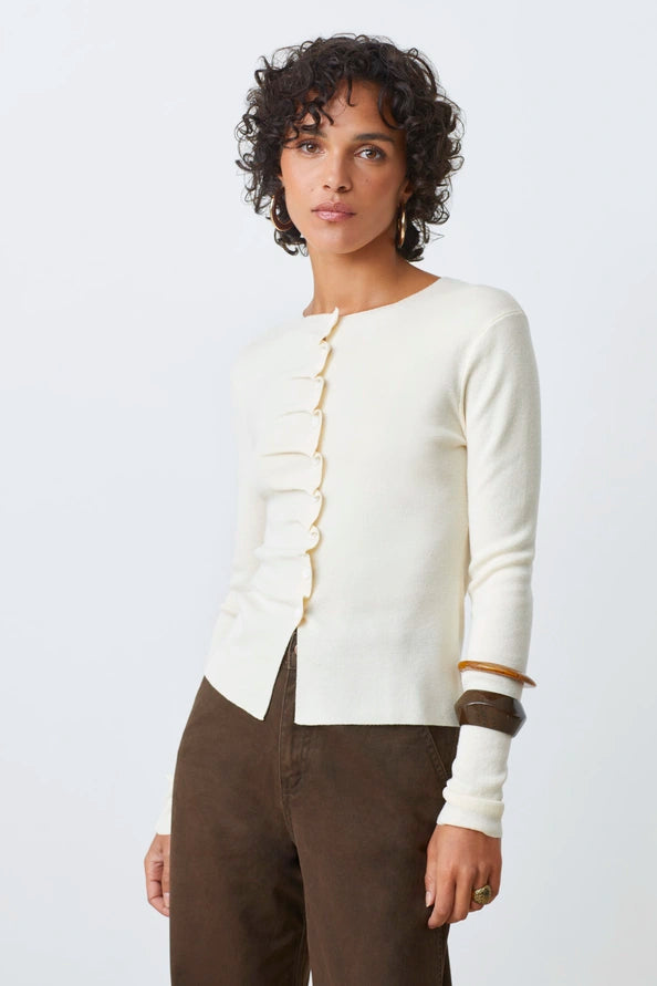 Gamira Gathered Button Cardigan front