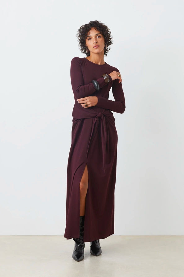 Cloud Long Sleeve Slit Maxi Dress
