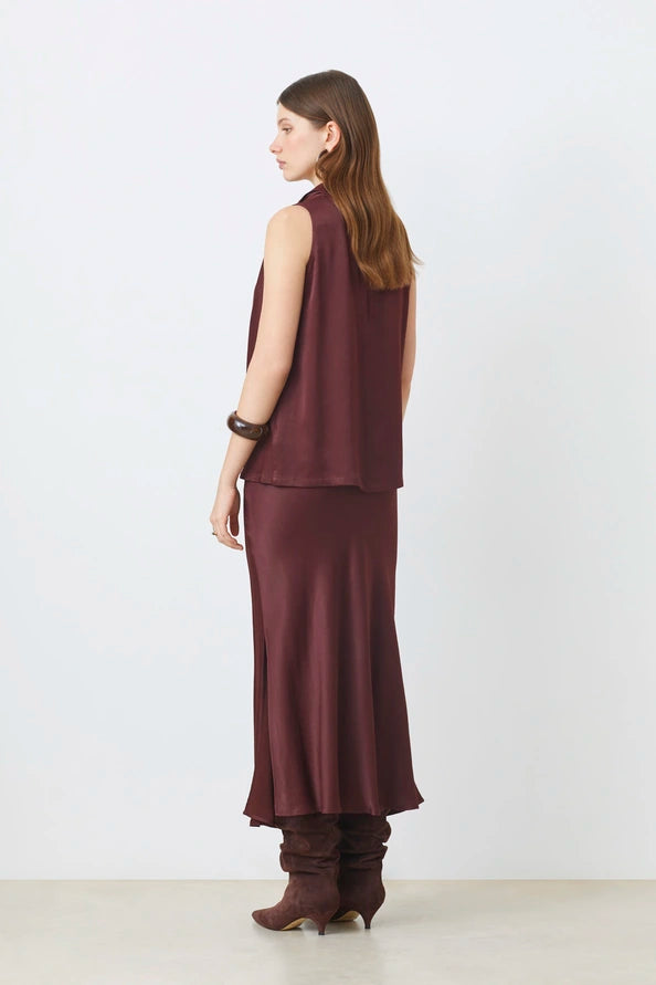 Flavie Satin Slip Skirt back view