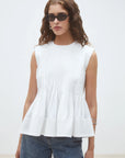 Luigi Sleeveless Pleat Top close up front view