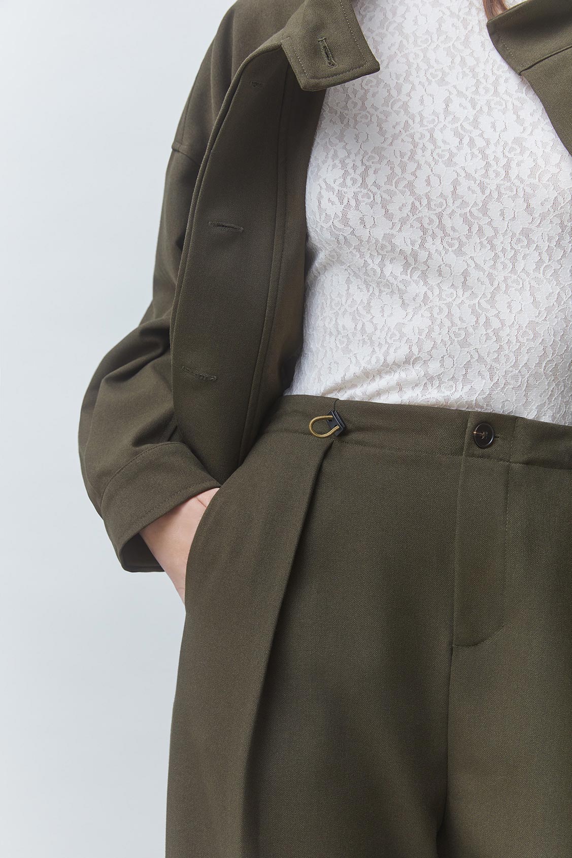 Jio Pant close up front view on model