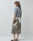 Fox Midi Skirt back and partial side view on model