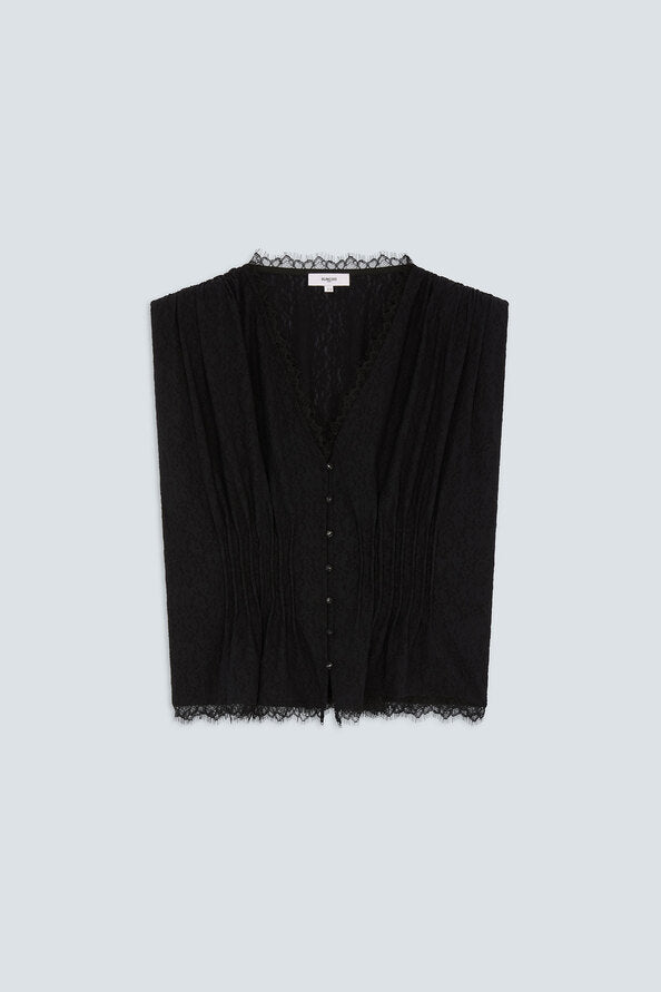 Last Sleeveless Lace Trim Shirt