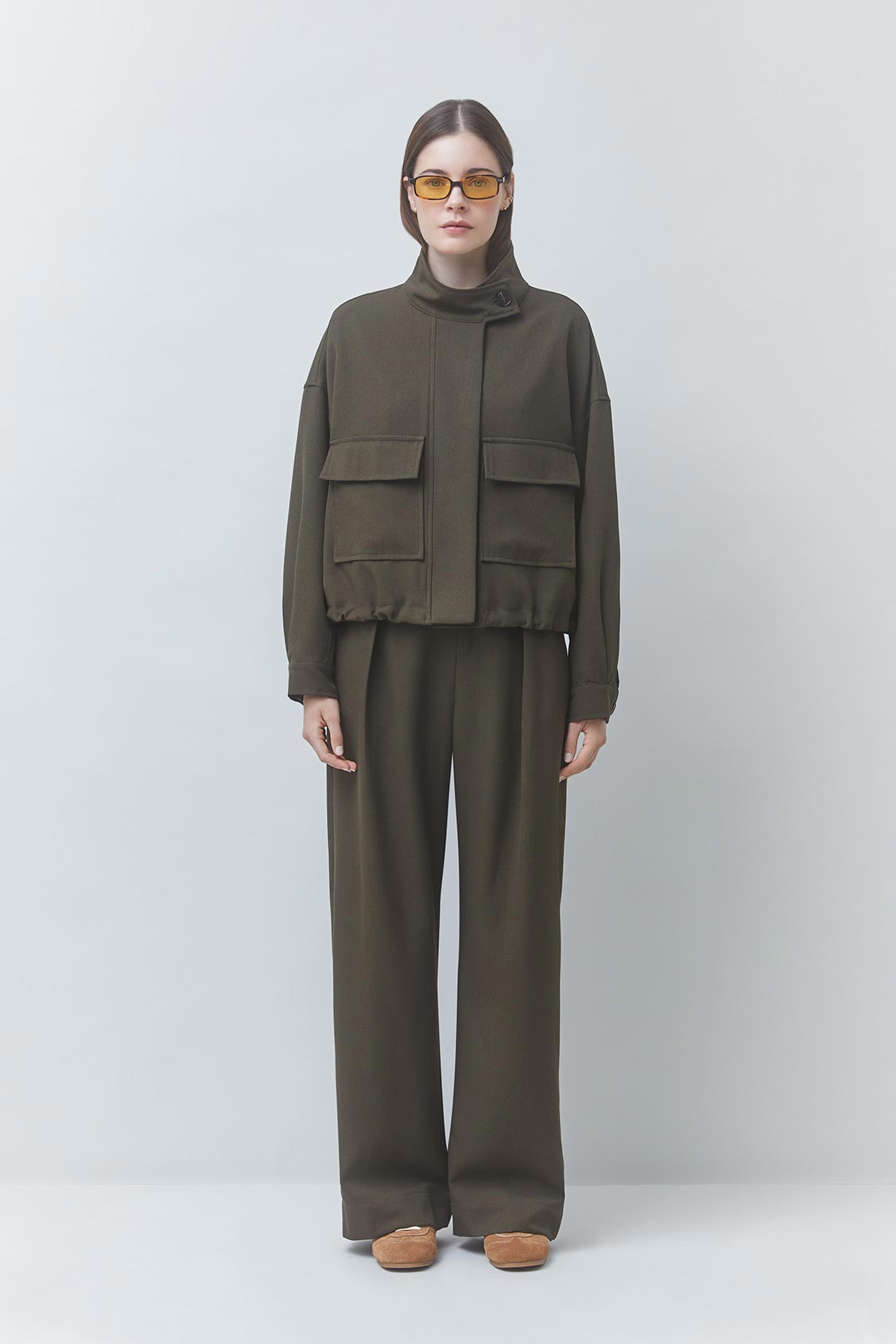 Dona Jacket full body front view on model