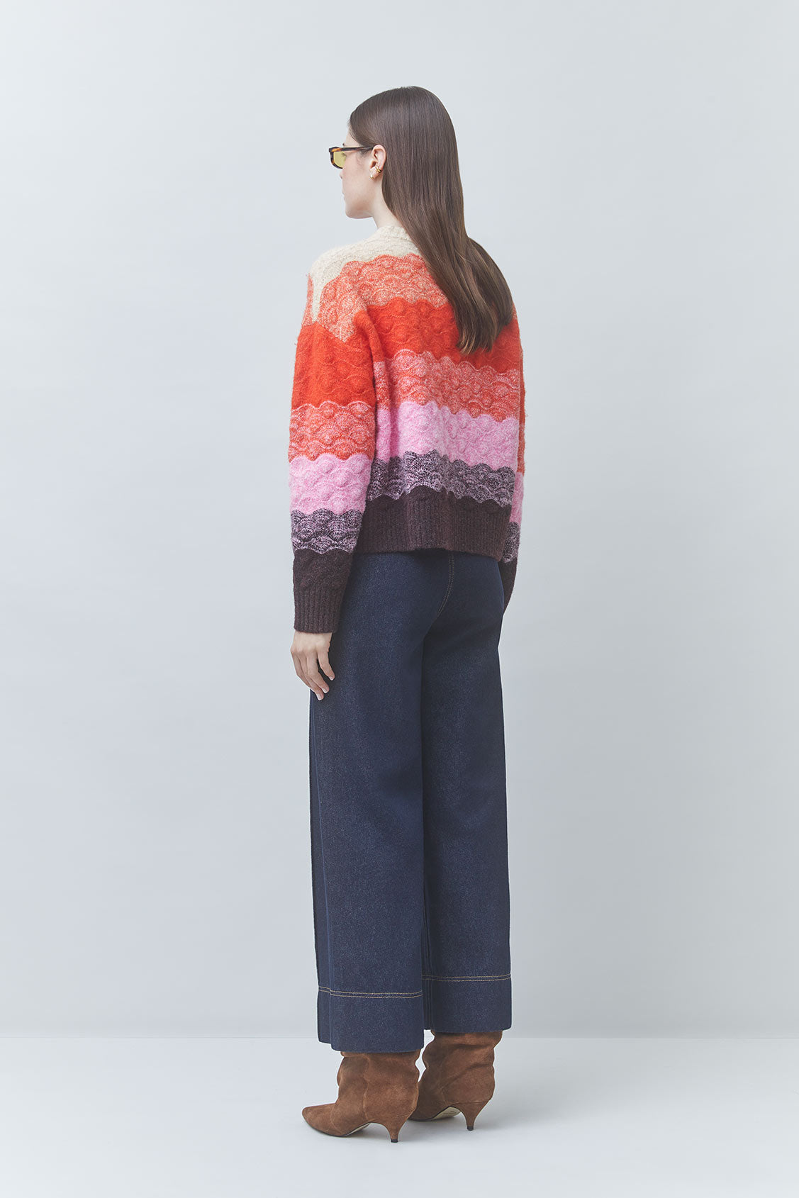 Panayo Sweater full body back and partial side view on model