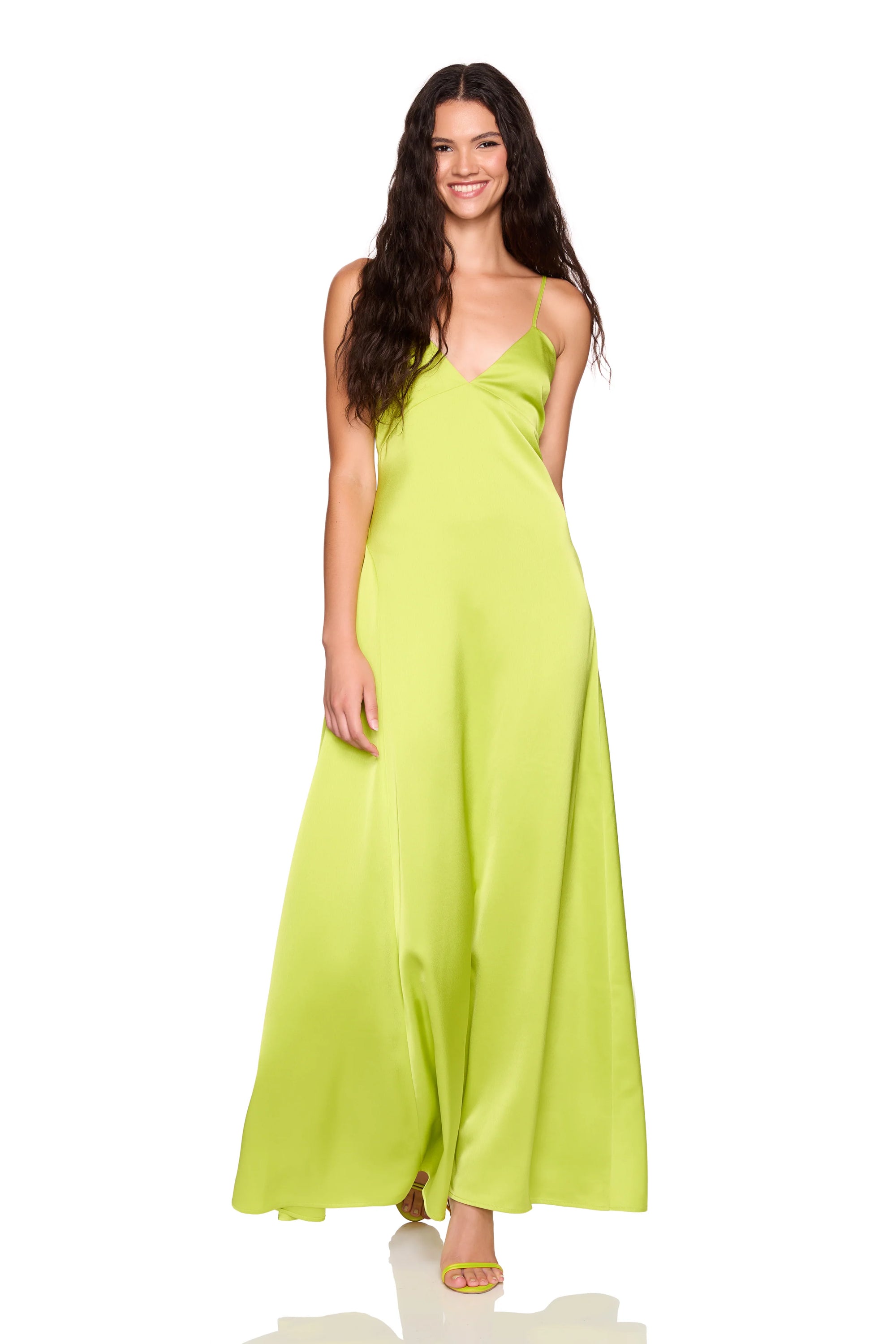 Satin Slip Dress full body front view