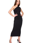 One Arm Gathered Dress full body side