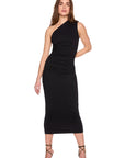 One Arm Gathered Dress front full body