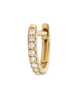 Single Tiny Pave Hoop front and partial side view on white background