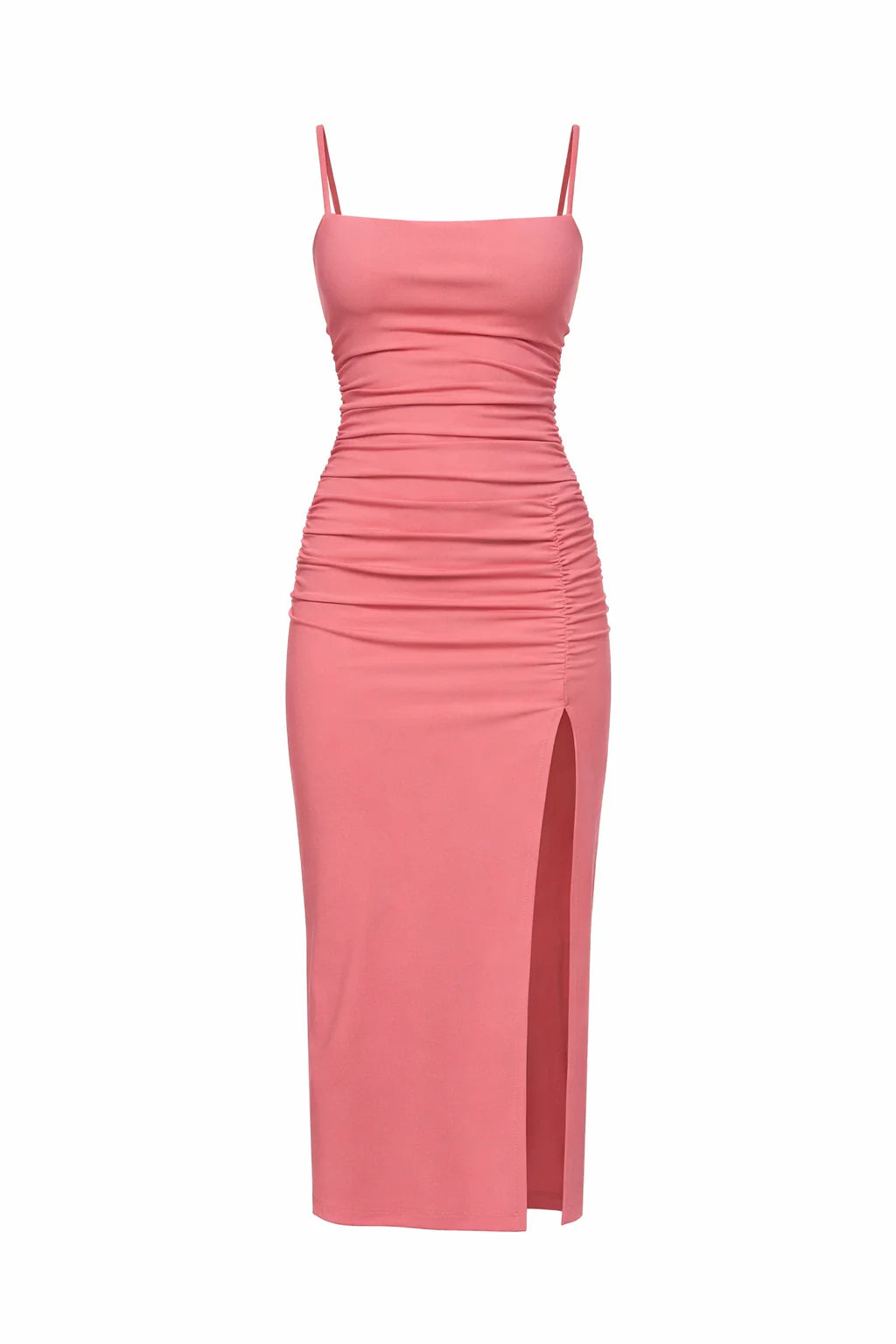 String Gathered Slit Dress by itself front