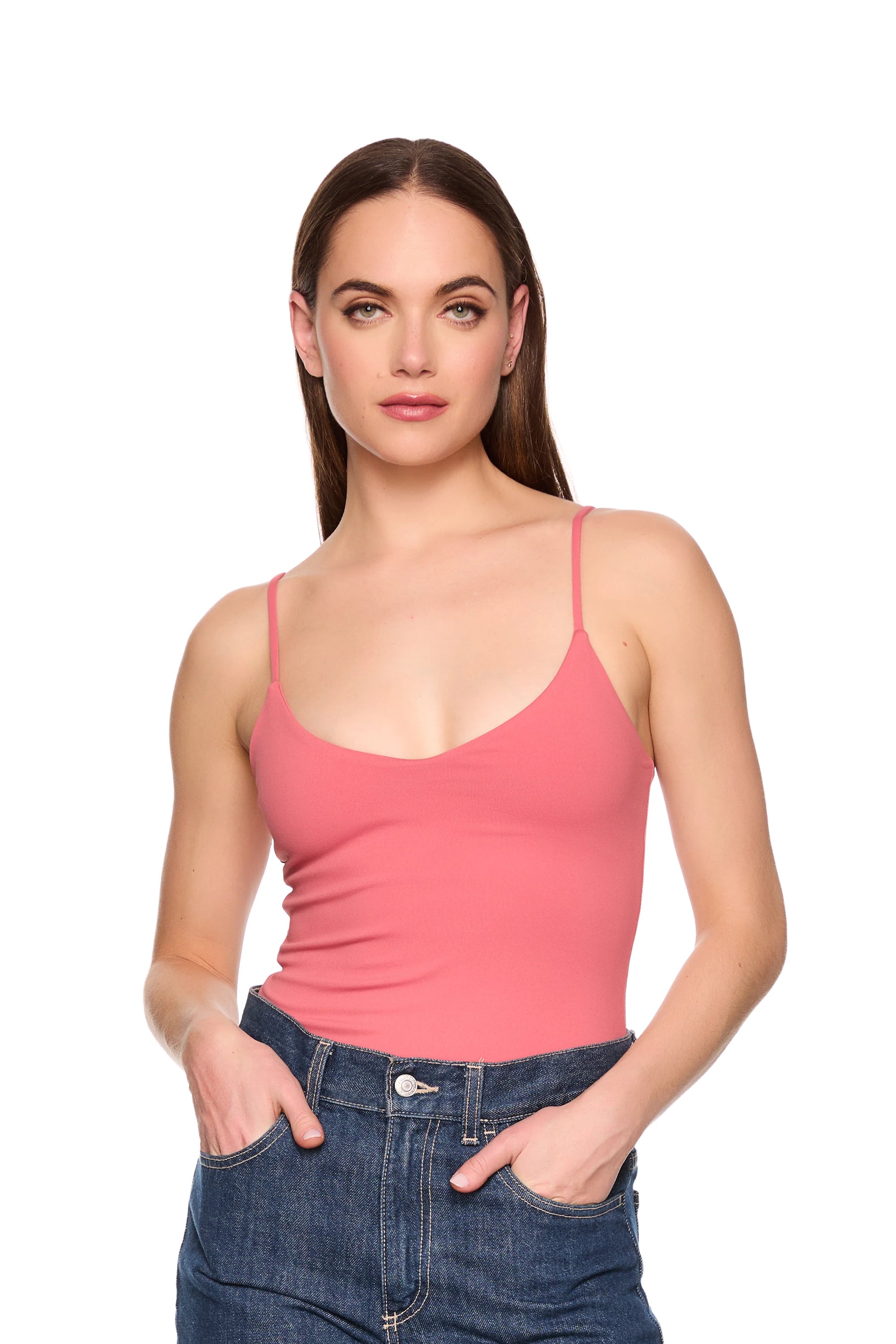 Very V String Bodysuit close up with jeans