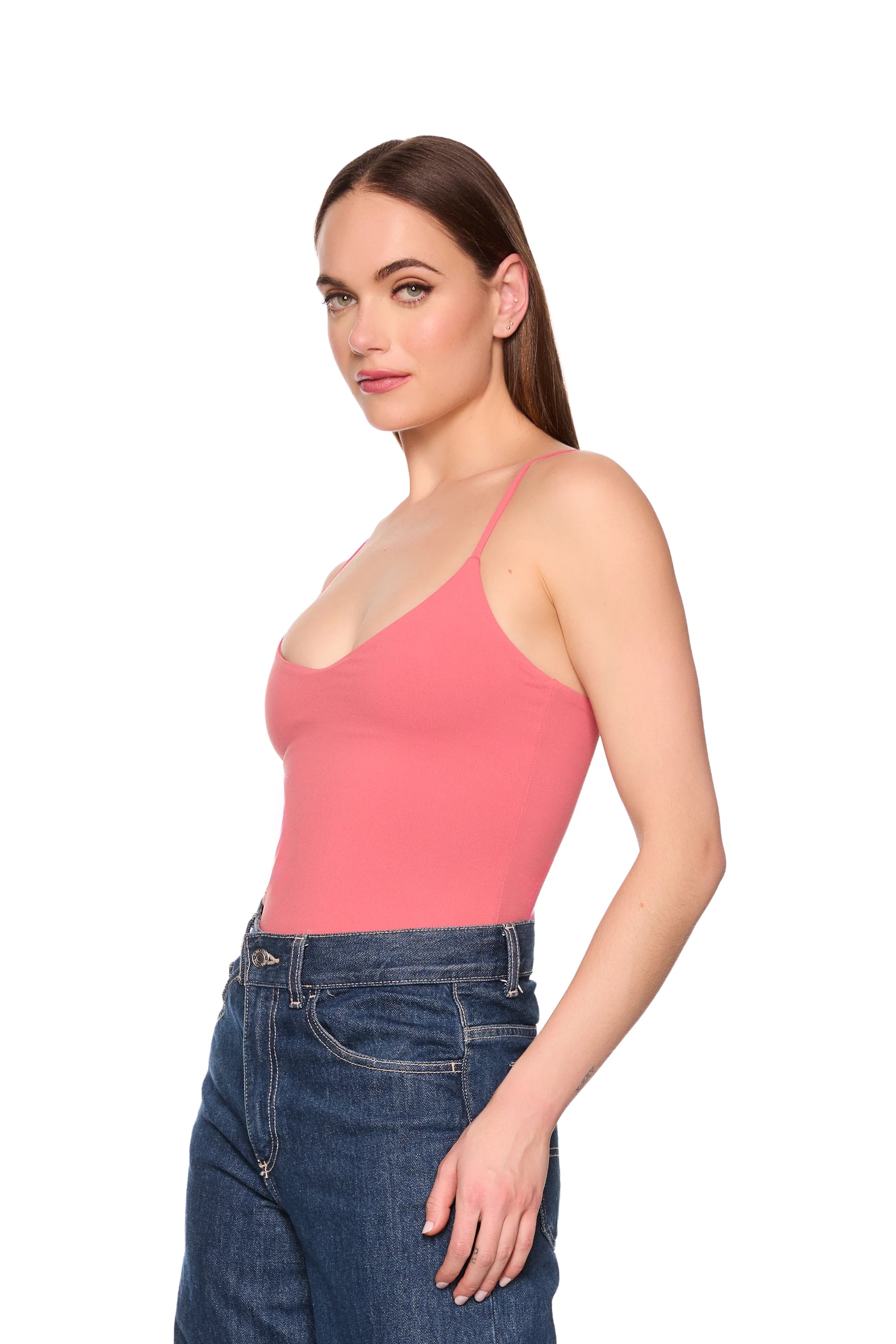 Very V String Bodysuit side view with jeans
