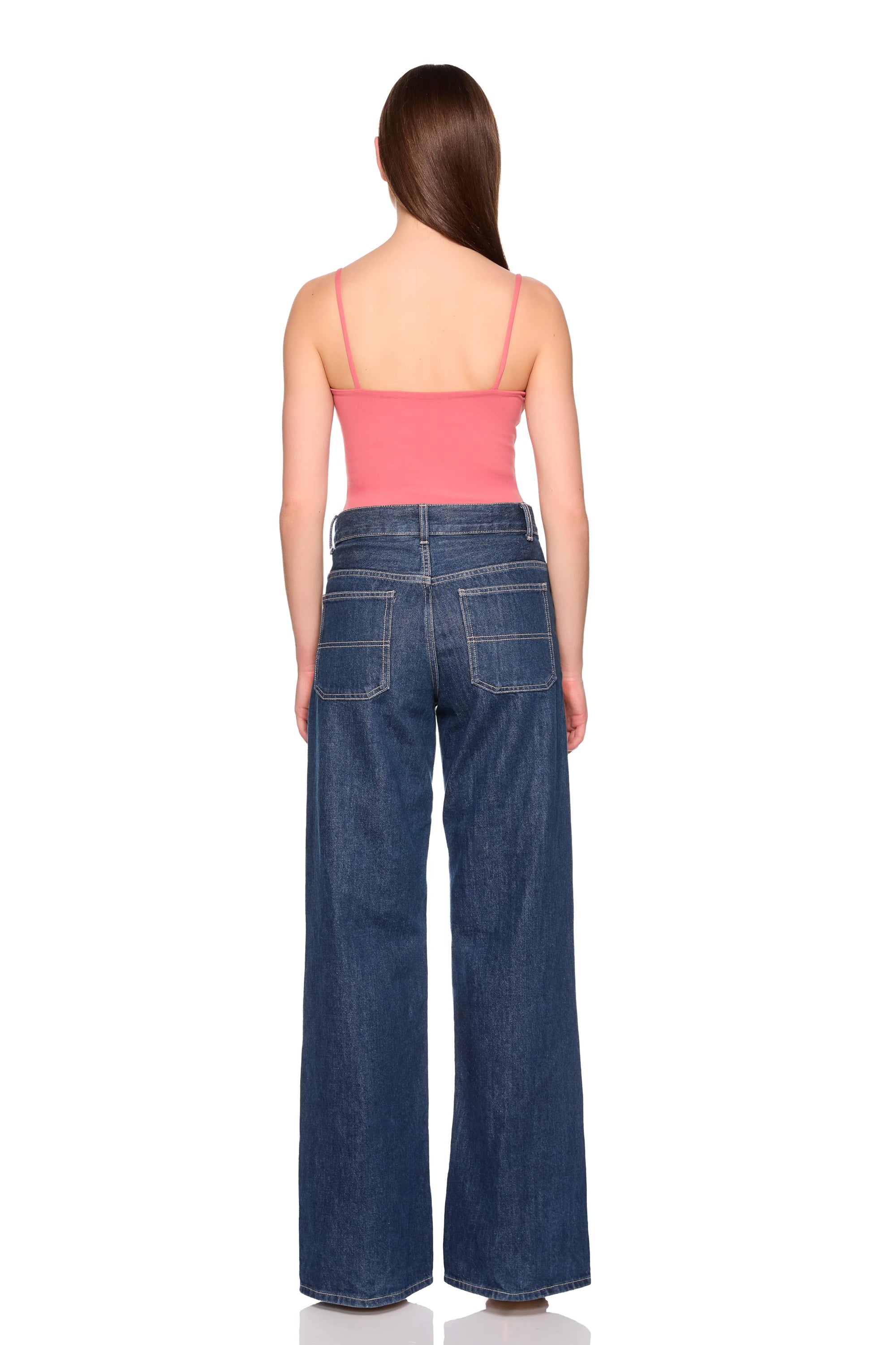 Very V String Bodysuit full body back view with jeans