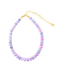 Necklace with pastel-colored beads on a white background
