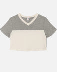 Hanes V Neck Contrast Jersey laid flat front
