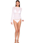 Pointelle Sweater Crew full body front