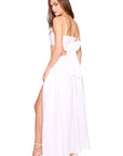 Solid Linen Wrap Elastic Skirt full body back