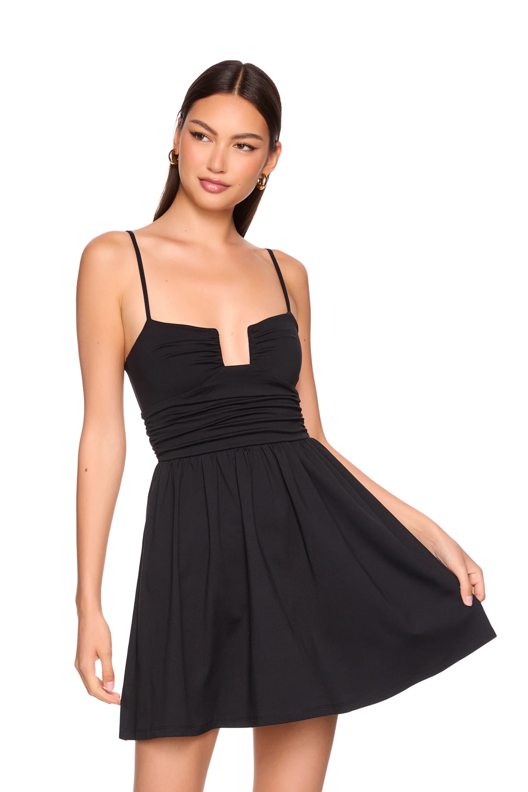 Square Wire Sweetheart Flare Dress close up front view