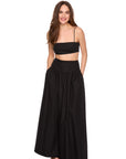 Poplin String Crop Top and Poplin Drop Waist Skirt full body front view