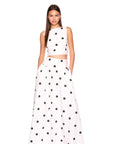 Polka Dot Poplin Tie Back Top full body front view with matching top
