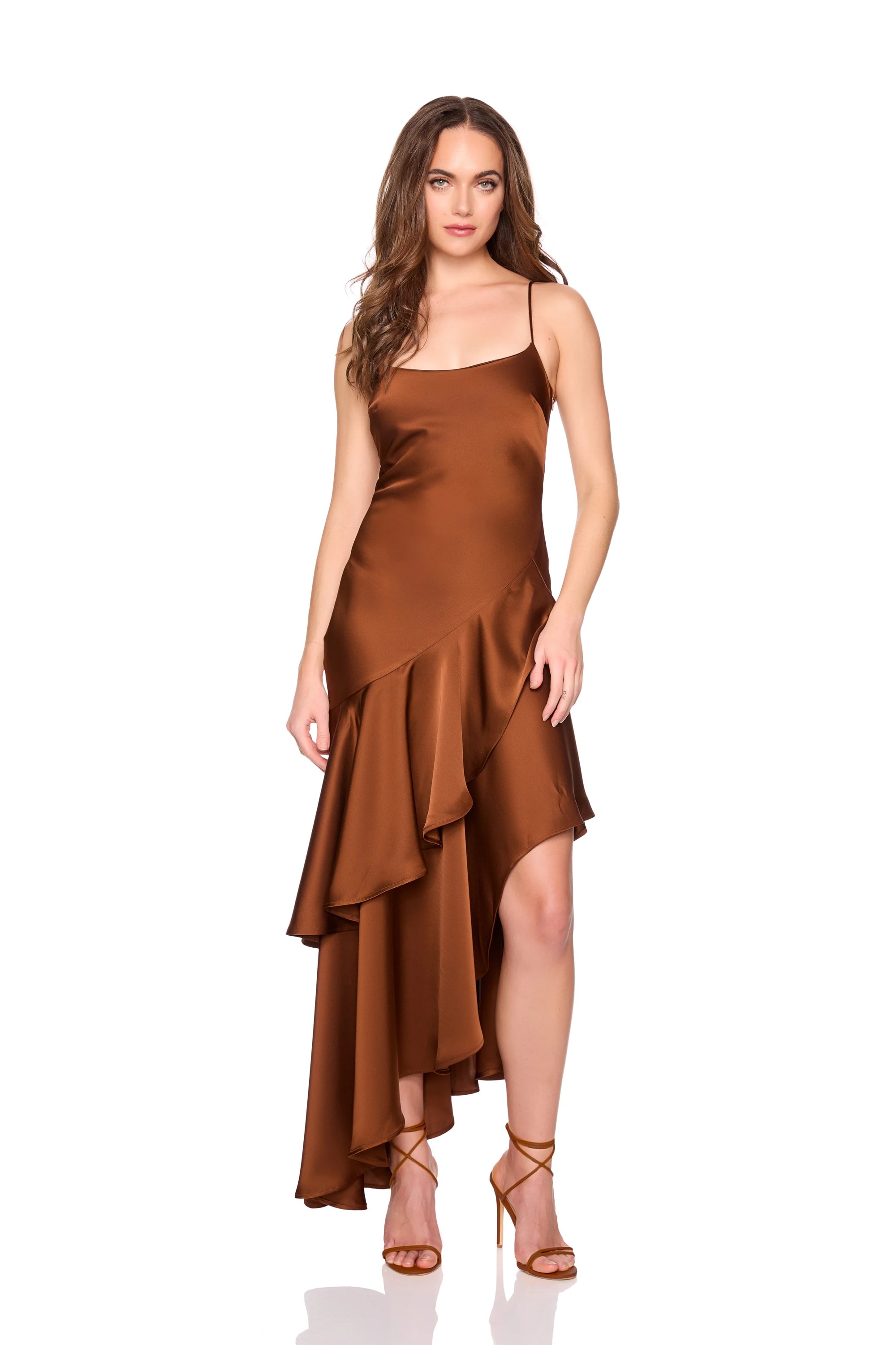 Satin Ruffle String Dress front